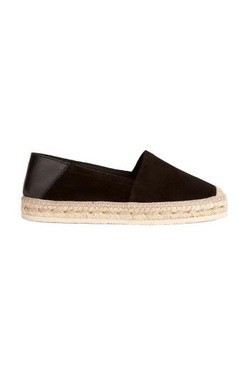 Kožené espadrilky Geox D LAMPEDUSA čierna farba, D35V0A 02285 C9999