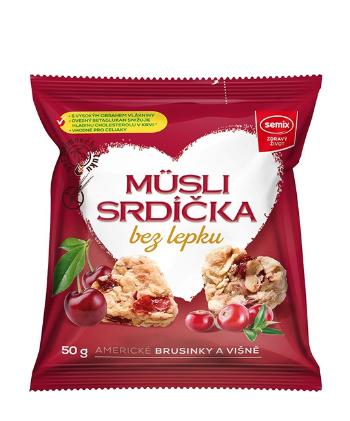 Müsli srdiečka bez lepku s brusnicami a višňami SEMIX 50 g