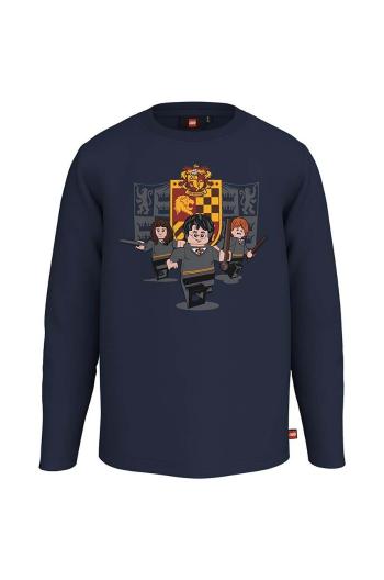 Detská bavlnená košeľa s dlhým rukávom Lego Harry Potter tmavomodrá farba, s potlačou