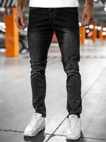 Czarne spodnie jeansowe męskie regular fit Denley R902