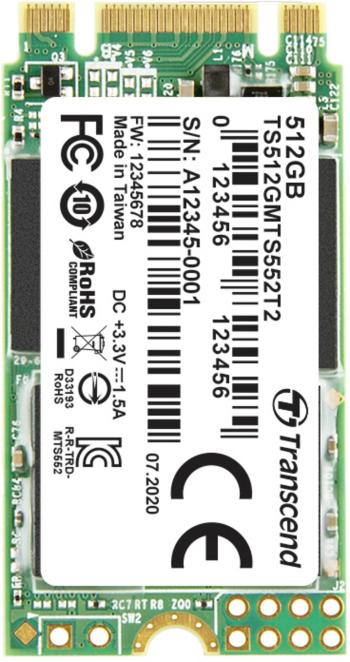 Transcend MTS552T2 512 GB interný M.2 PCIe NVMe SSD 2242 SATA 6 Gb / s Retail TS512GMTS552T2