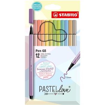 STABILO Pen 68 – Pastelové – 12 ks súprava – 12 rôznych farieb (4006381594721)