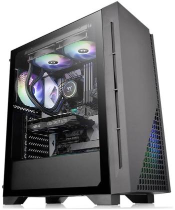 Thermaltake H330 TG midi tower PC skrinka čierna 1 predinštalovaný ventilátor, bočné okno, prachový filter