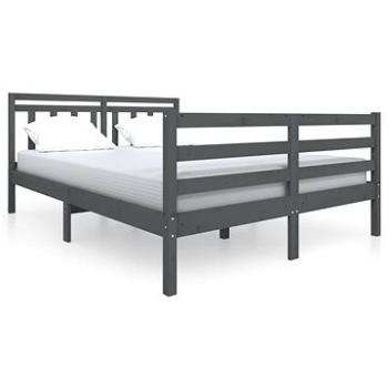 Rám postele sivý masívne drevo 140 × 190 cm, 3100636
