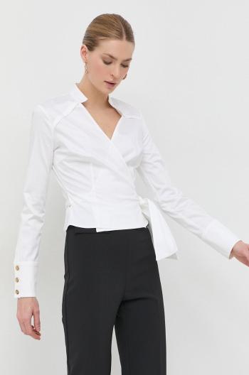 Košeľa Elisabetta Franchi dámska, biela farba, slim, so stojačikom