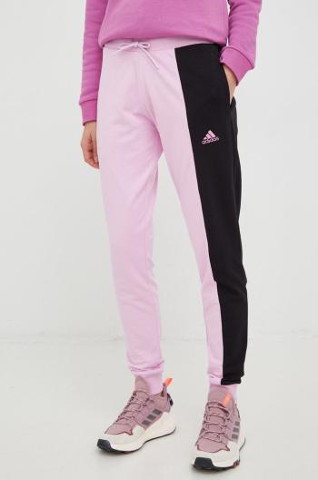 Tepláky adidas dámske, ružová farba, vzorované