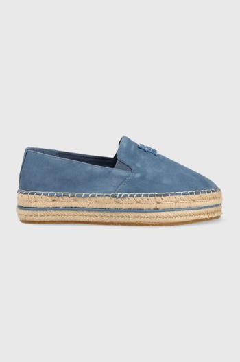 Semišové espadrilky Tommy Hilfiger TH SUEDE FLATFORM ESPADRILLE na platforme, FW0FW07069