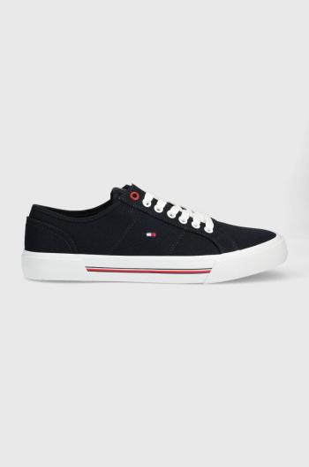 Tenisky Tommy Hilfiger CORE CORPORATE VULC CANVAS pánske, tmavomodrá farba