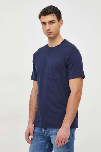 Bavlnené tričko GAP tmavomodrá farba, jednofarebné