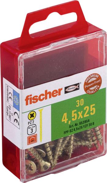 Fischer  653954 skrutka so zápustnou hlavou 4.5 mm 25 mm krížová dražka Pozidriv     glavanizované zinkom 30 ks