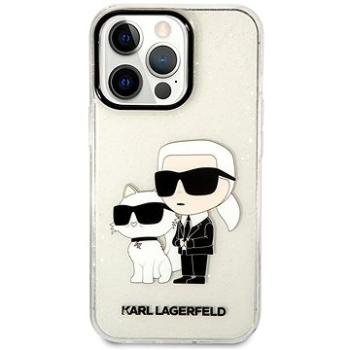 Karl Lagerfeld IML Glitter Karl and Choupette NFT Zadný Kryt pre iPhone 13 Pro Transparent (KLHCP13LHNKCTGT)