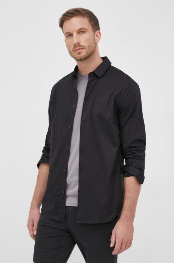 Košeľa Armani Exchange pánska, čierna farba, slim, s klasickým golierom