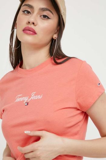 Tričko Tommy Jeans dámsky, oranžová farba