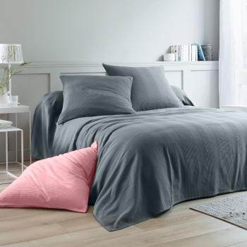 Blancheporte Jednofarebný tkaný prehoz na posteľ, bavlna sivá antracitová prehoz 150x150cm