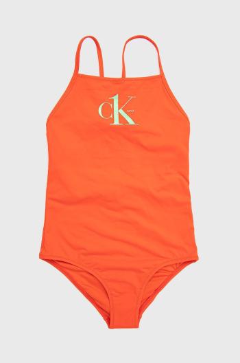 Detské plavky Calvin Klein Jeans oranžová farba