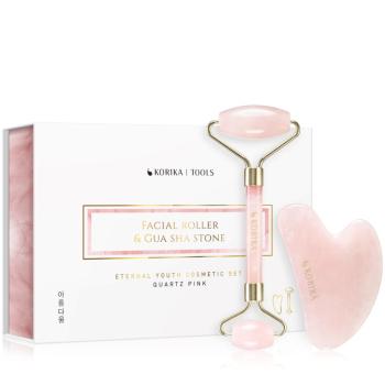 KORIKA Tools Face Roller & Gua Sha masážny valček na tvár a masážna pomôcka Quartz Pink