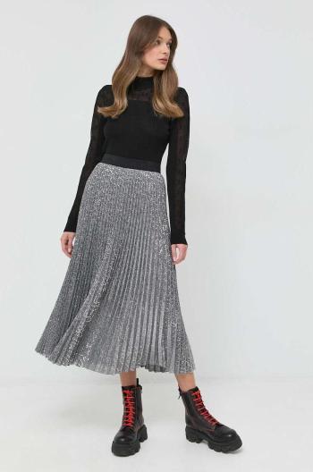 Sukňa Karl Lagerfeld šedá farba, midi, áčkový strih