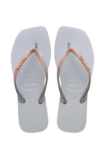 Žabky Havaianas SQUARE GLITTER dámske, šedá farba, na plochom podpätku, 4148102.3498