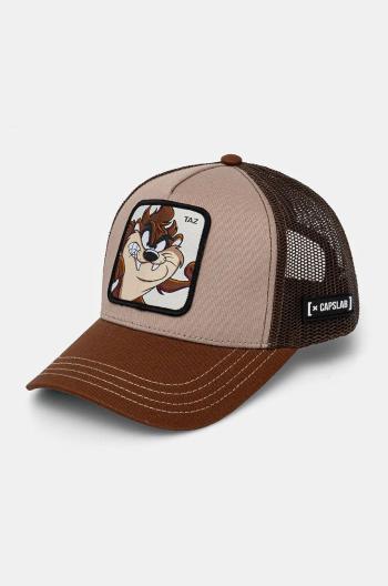 Detská baseballová čiapka Capslab Looney Tunes Capslab Trucker hnedá farba, s nášivkou, CL.LOO.3.TAZ2