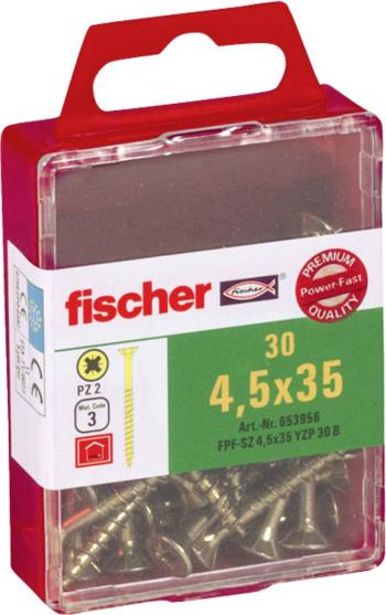 Fischer  653956 skrutka so zápustnou hlavou 4.5 mm 35 mm krížová dražka Pozidriv     glavanizované zinkom 30 ks