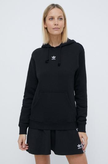 Bavlnená mikina adidas Originals dámska, čierna farba, s kapucňou, jednofarebná