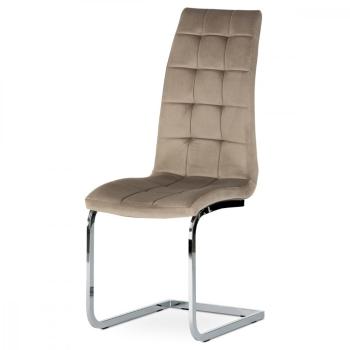 AUTRONIC DCL-424 CAP4 Jedálenská stolička, poťah cappuccino zamatová látka, kovová chrómovaná podnož