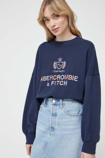 Mikina Abercrombie & Fitch dámska, tmavomodrá farba, s nášivkou