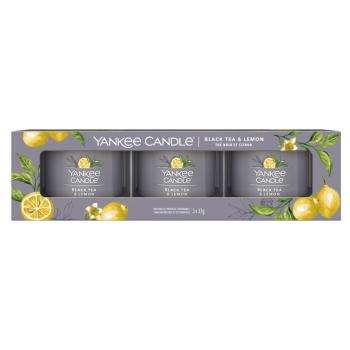 YANKEE CANDLE Votívna sviečka Black Tea & Lemon 3 x 37 g