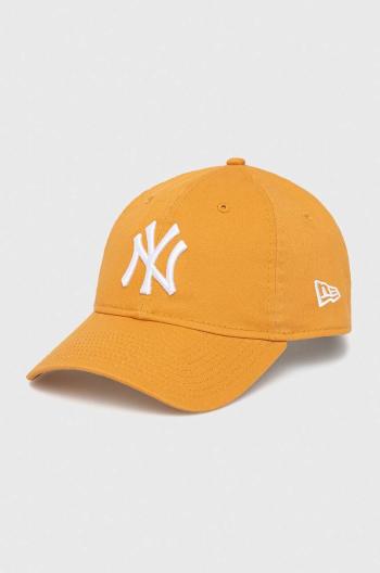 Bavlnená šiltovka New Era oranžová farba, s nášivkou, NEW YORK YANKEES