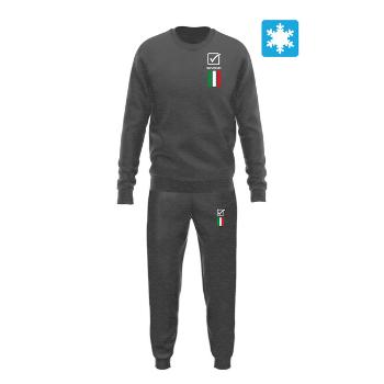 TUTA ITALIA 100 UOMO IN FELPA GRIGIO SCURO MELANGE Tg. M