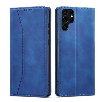MG Magnet Fancy knižkové kožené puzdro na Samsung Galaxy S22 Ultra , modré