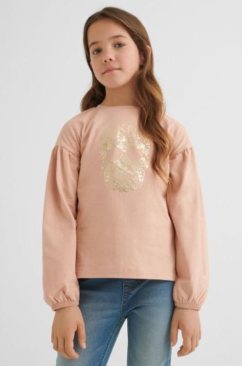 Detská bavlnená košeľa s dlhým rukávom Mayoral ružová farba,