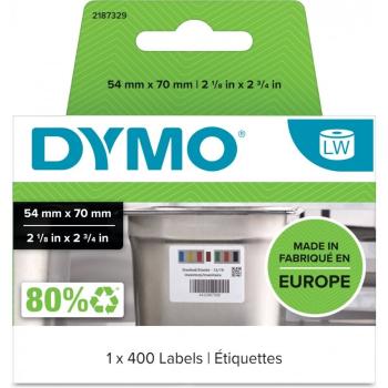 Dymo 2187329, 54mm x 70mm, 400ks, biele odnímateľné kontrolné štítky na potraviny