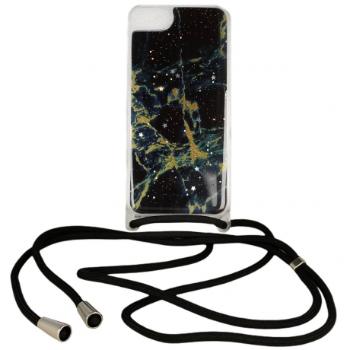MG Rope Glitter silikónový kryt so šnúrkou na iPhone 12 / 12 Pro, čierny