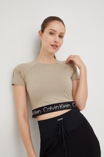 Tréningové tričko Calvin Klein Performance Active Icon béžová farba,