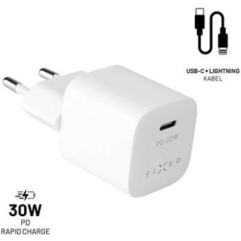 FIXED PD Rapid Charge Mini s USB-C výstupem a USB-C / Lightning kabelem podpora PD 1,2 m MFI 30 W bi (FIXC30M-CL-WH)