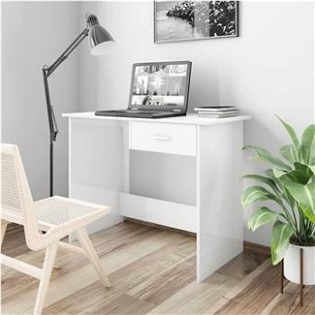 Písací stôl biely s vysokým leskom 100 × 50 × 76 cm drevotrieska (800555)