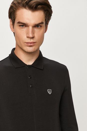 Tričko s dlhým rukávom EA7 Emporio Armani pánske, čierna farba, jednofarebné