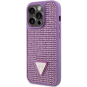 Guess Rhinestones Triangle Metal logo kryt pre iPhone 14 Pro Purple (GUHCP14LHDGTPU)