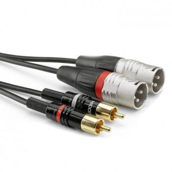 Hicon HBP-M2C2-0150 audio káblový adaptér [2x cinch zástrčka - 2x XLR zástrčka 3pólová] 1.50 m čierna