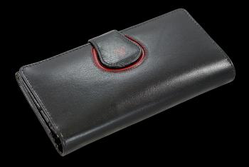 Černá dámská kožená rámová peněženka s ozdobnou klopnou 511-1526-60/31