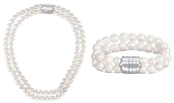 JwL Luxury Pearls Zvýhodnená perlová súprava šperkov JL0598 a JL0656 (náramok, náhrdelník)