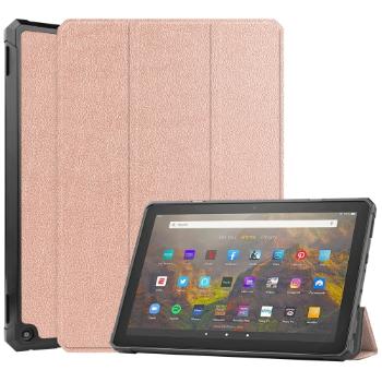 LEATHER Zaklápací obal Amazon Kindle Fire HD 10 / HD 10 2021 (11. generácia) ružovozlatý