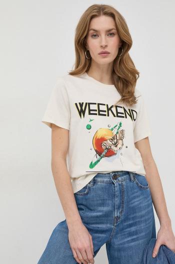 Bavlnené tričko Weekend Max Mara béžová farba