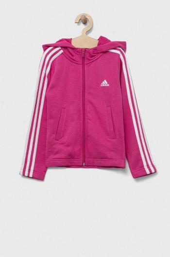 Detská mikina adidas ružová farba, s kapucňou, s nášivkou