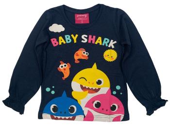 EPlus Dievčenské tričko s dlhým rukávom - Baby Shark modré Veľkosť - deti: 116