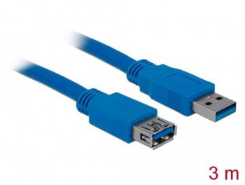Delock #####USB-Kabel #####USB 3.2 Gen1 (USB 3.0 / USB 3.1 Gen1) #####USB-A Stecker, #####USB-A Buchse 3.00 m modrá pozl