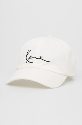 Bavlnená čiapka Karl Kani biela farba, s nášivkou