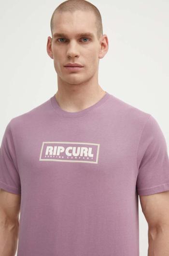 Bavlnené tričko Rip Curl pánsky, fialová farba, s potlačou