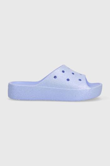 Šľapky Crocs Classic Platforn Glitter Slide dámske, fialová farba, na platforme, 208233